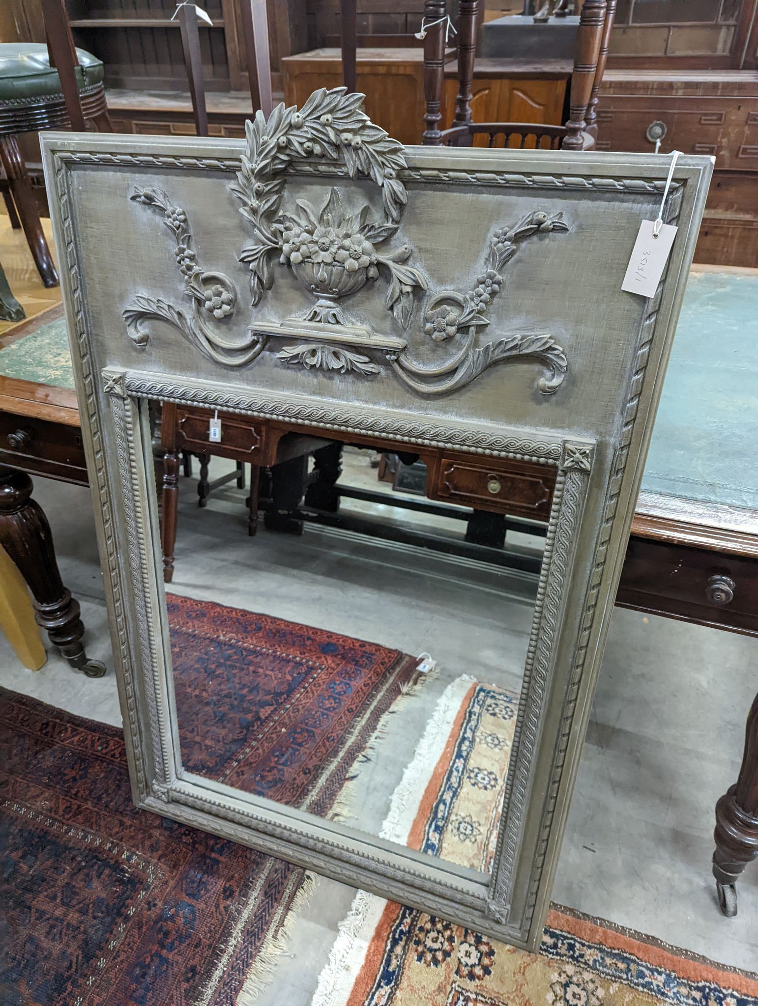 An 18th century style painted overmantel mirror, width 80cm, height 124cm